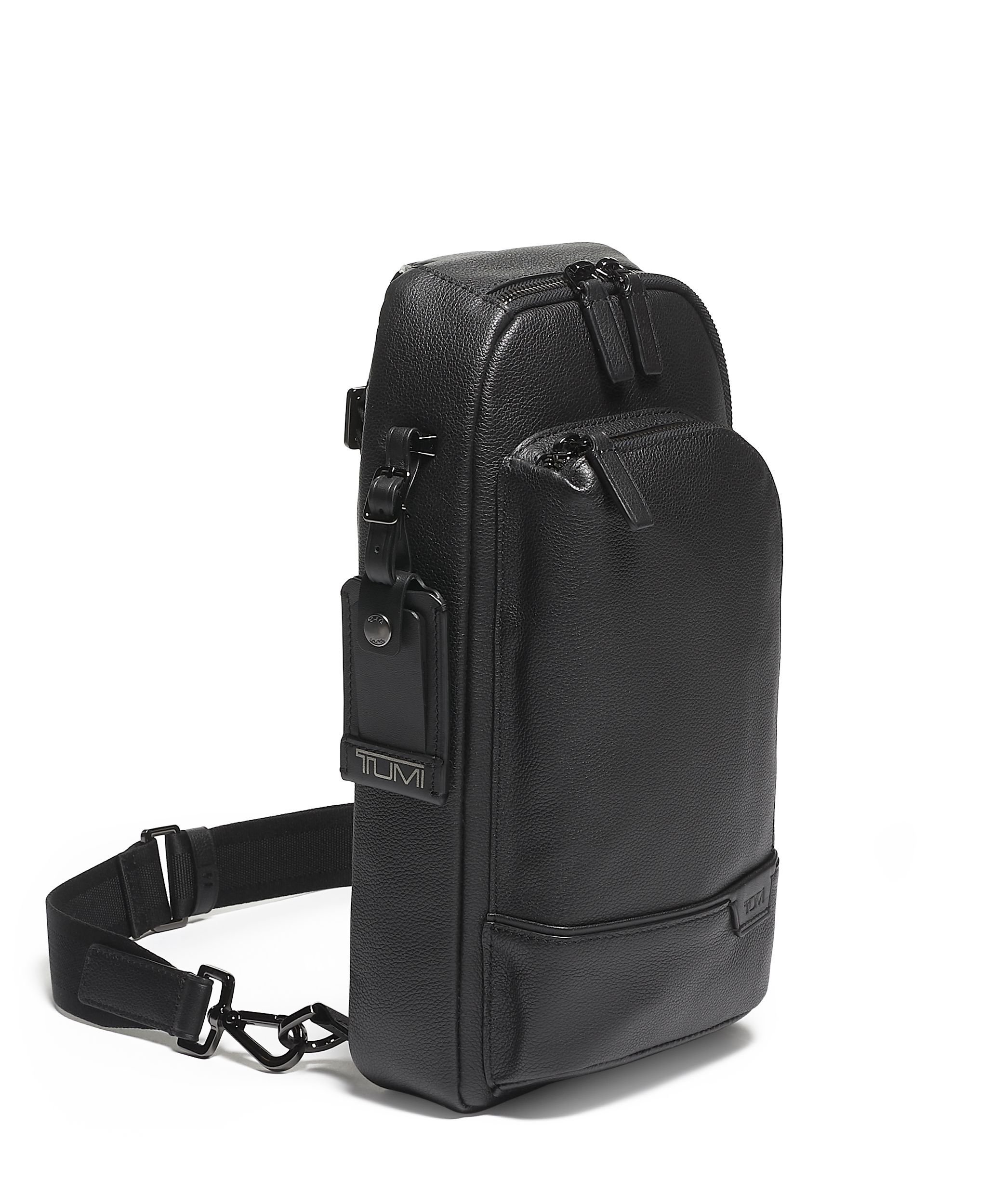 TUMI グレゴリー　スリング　レザーショルダーバッグ 黒 収納袋　保証書付き TUMI 最大42%☆7/15限定 正規品5年保証 トゥミ ボディバッグ